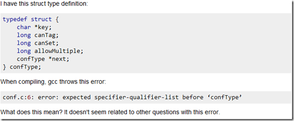 specifier qualifier selection error