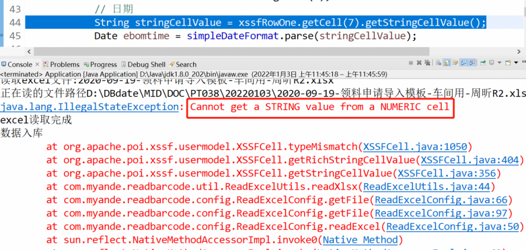 Cannot Get A String Value From A Numeric Cell Excel Java